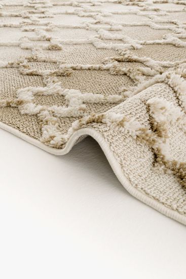 Saptrika Brown Beige Patterned Living Room Rug