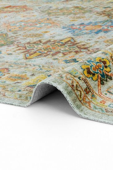 Viptrage Blue Multicolour Modern Persian & Oriental Bedroom Rug