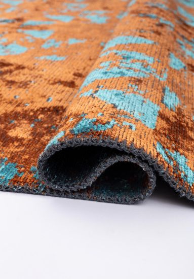 Motif Orange & Blue Abstract Area Rug