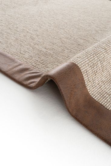 Grey & Brown Sipatal Bordered Dining Room Rug
