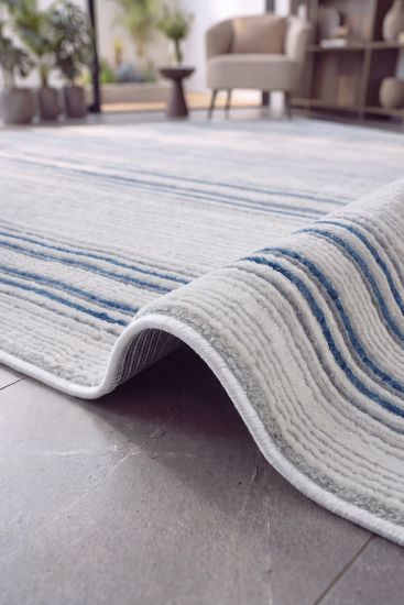 Nevada85 Grey Blue Modern Bordered Area Rug
