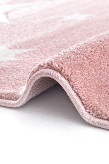 Cooptik Pink White Modern Kids Bedroom Rug