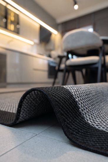 Easy85 Grey Black Modern Plain Indoor Rug