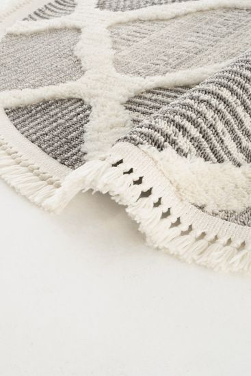 Saptrika Grey Cream Modern Geometric Indoor Rug