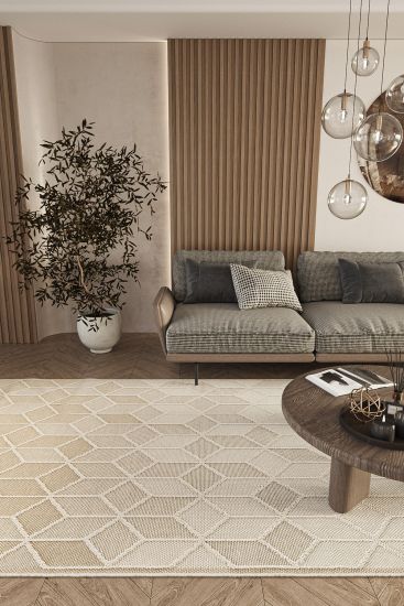 Eltipa Beige Geometric Indoor Rug