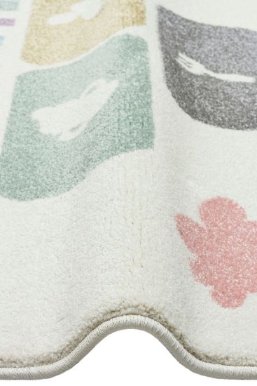 Cooptik Cream Multicolour Kids Living Room Rug