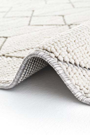 Breptis White Grey Geometric Living Room Rug