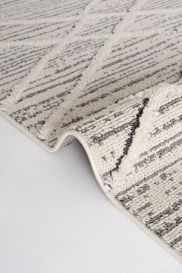 Saptrika Cream Grey Modern Patterned Indoor Rug