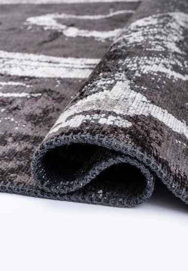 Threadbare Grey Abstract Area Rug
