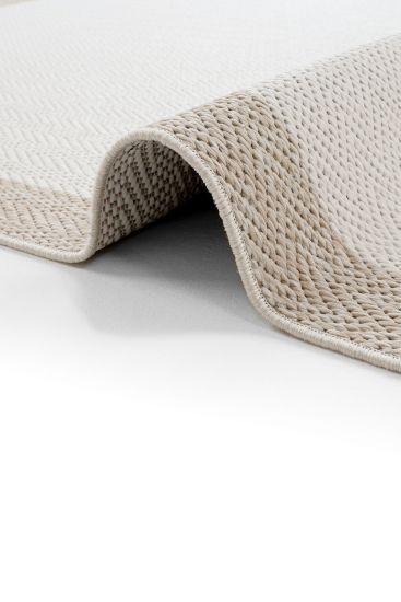 Elena85 Cream Beige Plain Bordered Living Room Rug