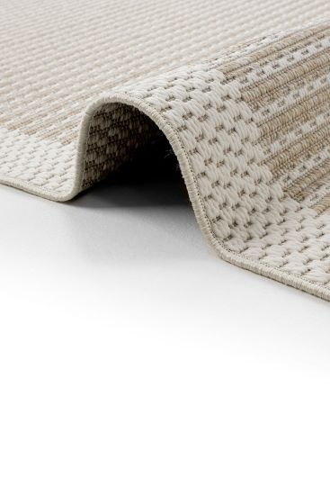 Elena85 Cream Plain Bordered Bedroom Rug