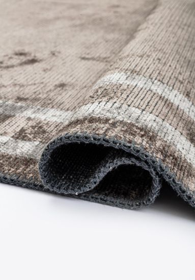 Brown & Grey Bordered Hearthstone Outdoor Rug