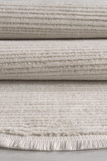 Leto Cream Plain Round Living Room Rug