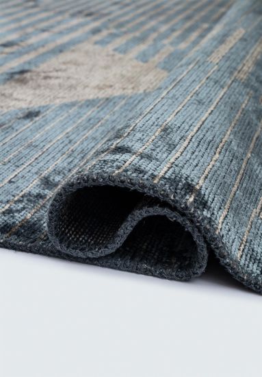 Loomlight Blue & Grey Striped Living Room Rug