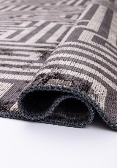 Cobblestone Grey & Brown Geometric Area Rug