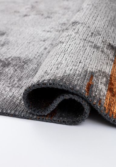 Grey & Orange Hearthfire Abstract Living Room Rug
