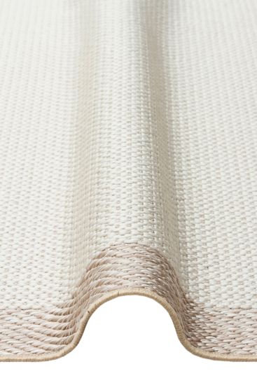 Grande85 Beige Cream Plain Bordered Living Room Rug