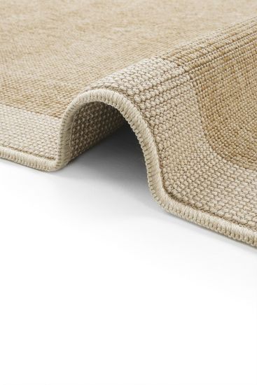 Mizoni85 Beige Plain Bordered Bedroom Rug