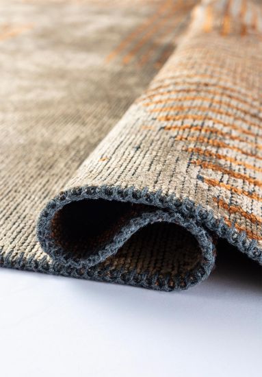 Wicklow Grey & Orange Geometric Area Rug