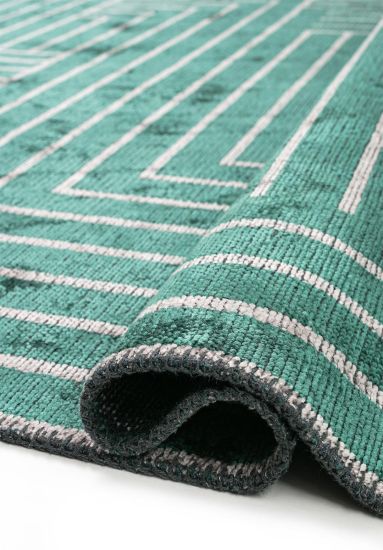 Cotswold Green & Grey Geometric Living Room Rug