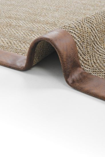 Sisal85 Beige Plain Bordered Indoor Rug