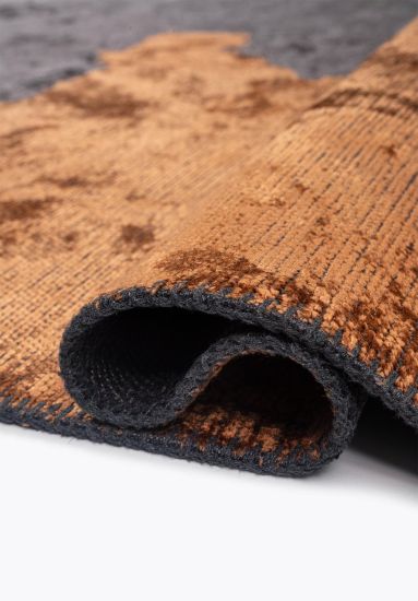 Croftweave Grey & Orange Abstract Dining Room Rug