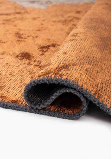 Croftweave Abstract Grey & Orange Area Rug