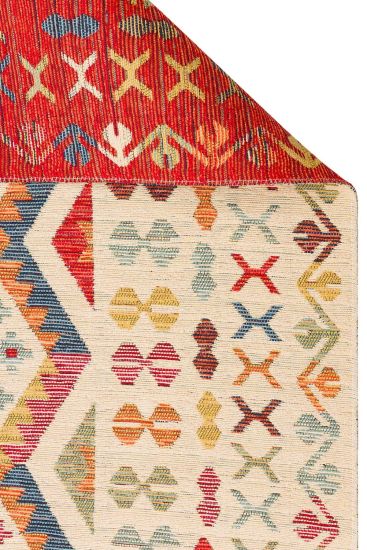 Beykoz85 Geometric Bordered Multicolour Living Room Rug