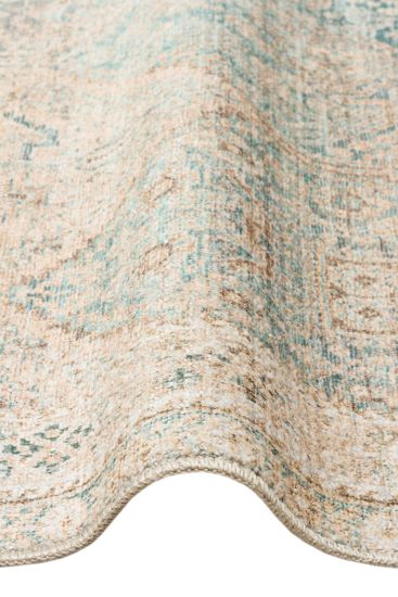 Gizia85 Cream Blue Persian & Oriental Distressed Bedroom Rug