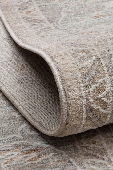 Bergama85 Beige Cream Floral Bordered Living Room Rug