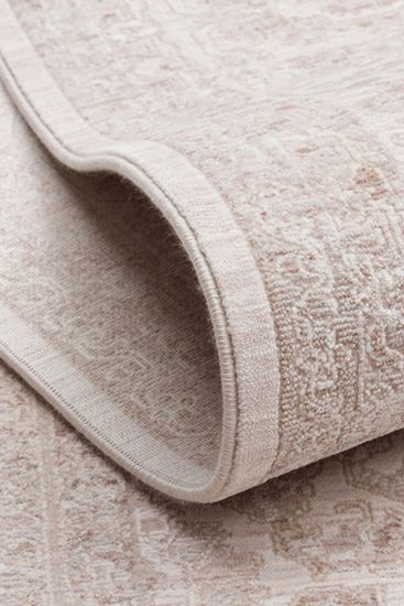 Leona85 Beige Cream Floral Bordered Indoor Rug