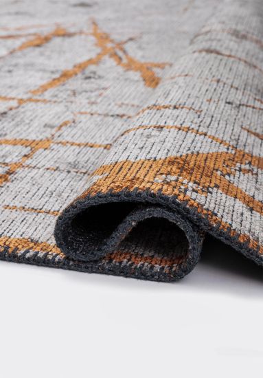 Shamrock Grey & Orange Abstract Modern Rug