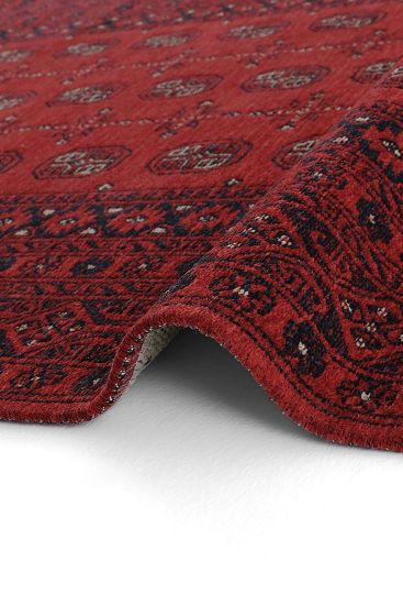 Atlas85 Red Black Oriental Bordered Bedroom Rug