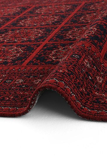 Atlas85 Red Black Modern Oriental Bedroom Rug