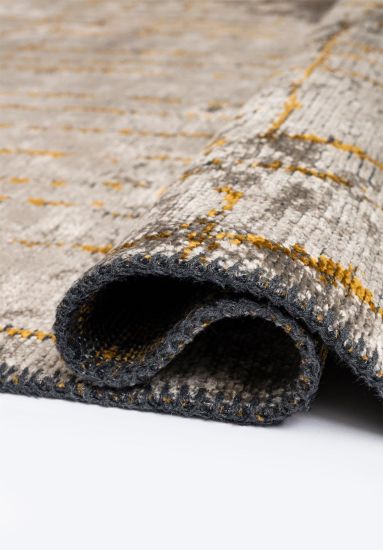Opulenza  Grey & Yellow Abstract Living Room Rug