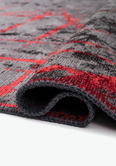 Shamrock Abstract Grey & Red Modern Rug