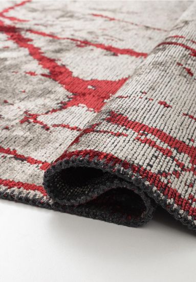 Grey & Red Shamrock Abstract Outdoor Rug