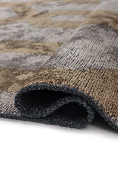 Medal Grey & Brown Geometric Area Rug