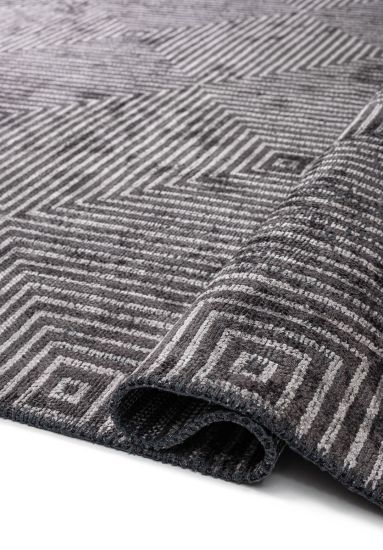 Glittery Grey Geometric Modern Area Rug
