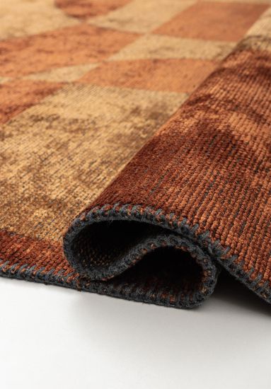 Twinkle Orange & Brown Geometric Area Rug