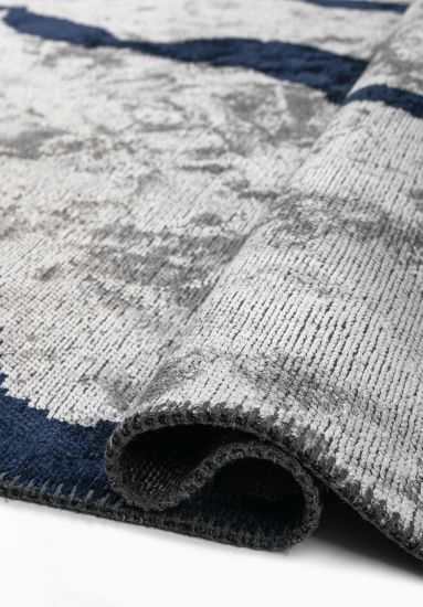 Vivifying Grey & Blue Abstract Modern Area Rug