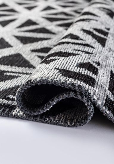 Black & Grey Aurora Geometric Dining Room Rug