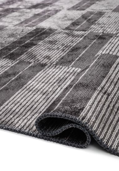 Glittering Grey Geometric Living Room Rug