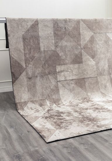 Beaming Brown & Grey Geometric Modern Rug