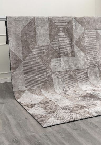 Geometric Brown & Grey Beaming Modern Rug