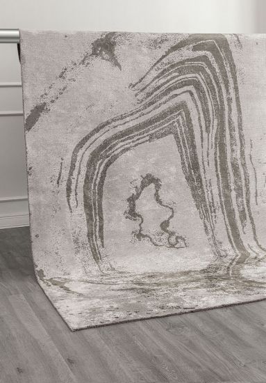 Exhilarate Grey & Brown Abstract Dining Room Rug