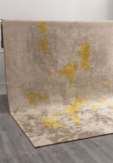 Fringe Brown & Yellow Abstract Area Rug