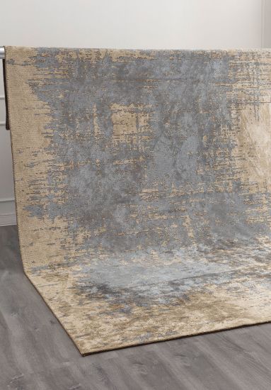Farrah Beige & Blue Abstract Bedroom Rug