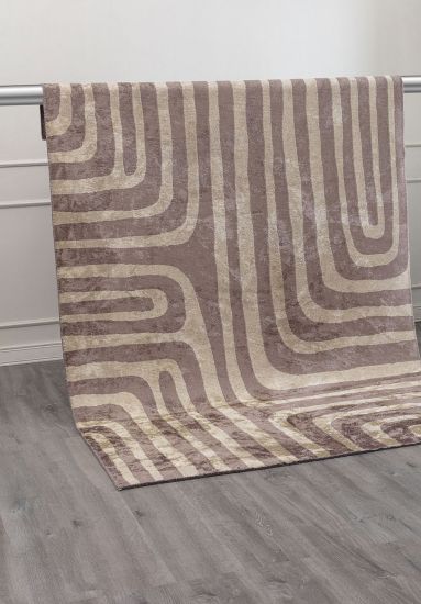 Frizzle Cream & Brown Geometric Modern Rug