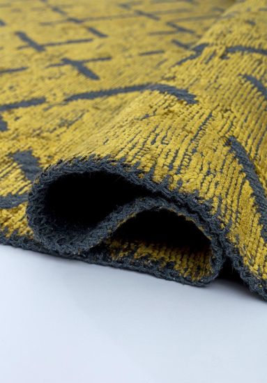 Jubilant Yellow Geometric Living Room Rug